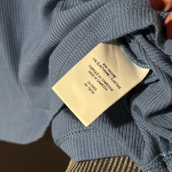 Reitmans Super Soft Blue Ribbed Flutter Sleeve Tshirt - Picture 4 of 7